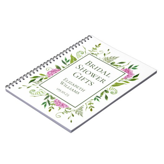 ピンクアジサイブライダルシャワー ノートブック (左側)