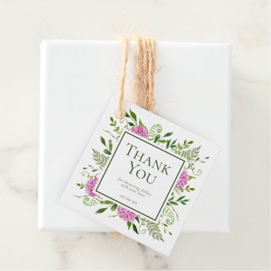 ピンクアジサイ女の子ベビーシャワーありがとう フェイバータグ (インサイチュ)