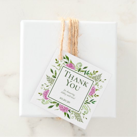 ピンクアジサイ女の子ベビーシャワーありがとう フェイバータグ (インサイチュ)