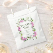 ピンクアジサイ女の子ベビーシャワーありがとう フェイバーバッグ (クリップ留めされた状態)