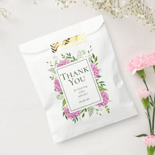 ピンクアジサイ女の子ベビーシャワーありがとう フェイバーバッグ (封をした状態)