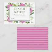 ピンクアジサイ女の子ベビーシャワーおむつラッフル エンクロージャーカード (正面/裏面)