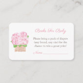 ピンクアジサイ女の子ベビーシャワーおむつラッフル エンクロージャーカード (正面)