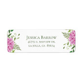 ピンクアジサイ女の子ベビーシャワー差出人住所 ラベル (正面)