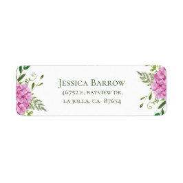 ピンクアジサイ女の子ベビーシャワー差出人住所 ラベル