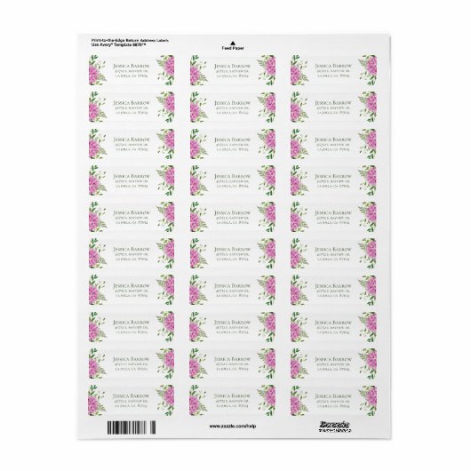 ピンクアジサイ女の子ベビーシャワー差出人住所 ラベル (フルシート)