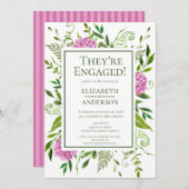 ピンクアジサイ婚約パーティ 招待状 (正面/裏面)