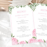 ピンクアジサイ枠縁飾りウエディングペーパーメニュー チラシ<br><div class="desc">ピンクのあじさいが咲き誇るデザインと、カスタムテキストが美しい。情報を追加するには、テンプレート型枠を使用する。[その他のカスタマイズ]機能を使用すると、高度な編集メニューにアクセスして、テキストのフォント、色、レイアウトを変更したり、背面にテキストを追加したりできます。</div>