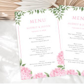 ピンクアジサイ枠縁飾りウエディングペーパーメニュー チラシ