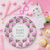 ピンクアジサイ柄スイートベビーガール ペーパープレート (パーティー)