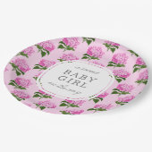 ピンクアジサイ柄スイートベビーガール ペーパープレート (アングル)