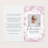 ピンクアジサイ水彩葬儀記念祈りの言葉 名刺 (外部フラット)