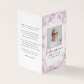 ピンクアジサイ水彩葬儀記念祈りの言葉 名刺 (外部)