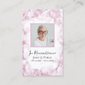 ピンクアジサイ水彩葬儀記念祈りの言葉 名刺 (正面)