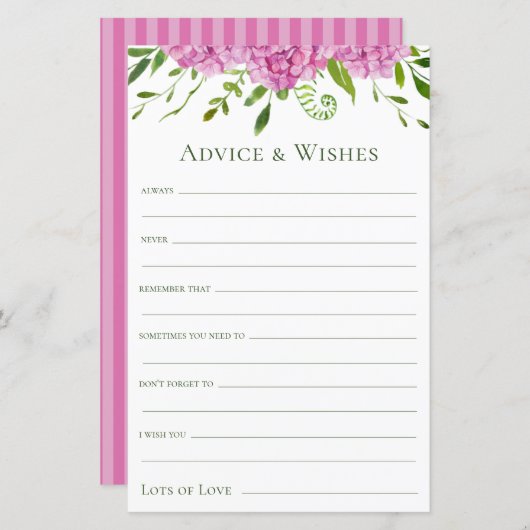 ピンクアジサイ結婚ズのアドバイスと願い (正面/裏面)