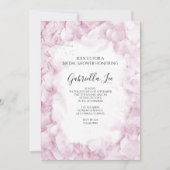 ピンクアジサイ花ウォーターカラーブライダルシャワー 招待状 (正面)
