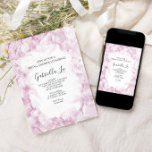 ピンクアジサイ花ウォーターカラーブライダルシャワー 招待状