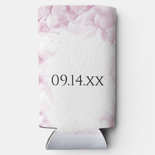 ピンクアジサイ花ウォーターカラー結婚式の引き出物 スリム缶クーラー (裏面)