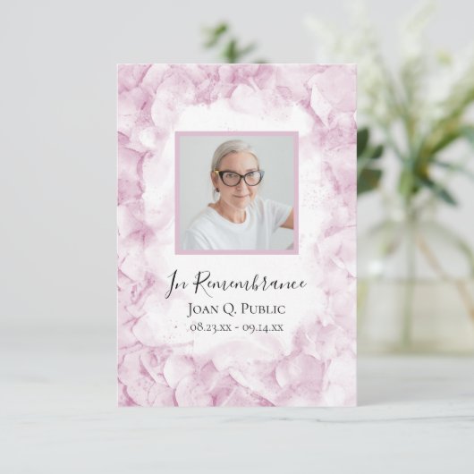 ピンクアジサイ花水彩葬儀悔やみや弔慰 サンキューカード (スタンド正面)