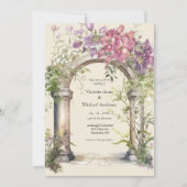 ピンクアジサイ華美ア結婚ーチ 招待状 (正面)