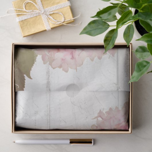 ピンクアジサイ蝶の花フローラスクリプトアート 薄葉紙 (ギフト)