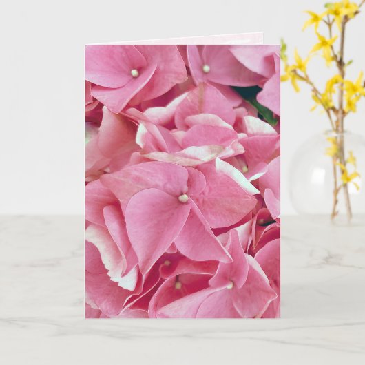 ピンクアジサイ誕生日 カード (黄色い花)