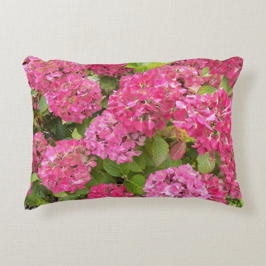 ピンクアジサイ開花フローラ アクセントクッション (正面)