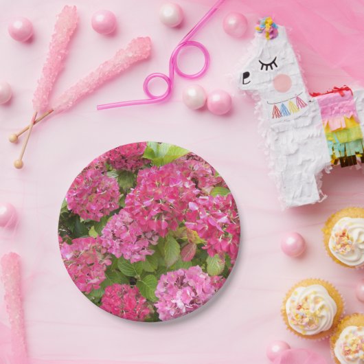 ピンクアジサイ開花フローラ ペーパープレート (パーティー)