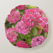 ピンクアジサイ開花フローラ ラウンドクッション (正面)