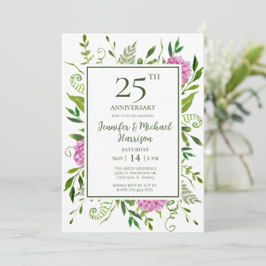 ピンクアジサイ25周年招待状 招待状 (スタンド正面)