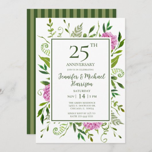 ピンクアジサイ25周年招待状 招待状 (正面/裏面)