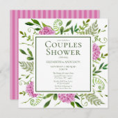 ピンクアジサイ・カップル・シャワー 招待状 (正面/裏面)