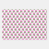 ピンクアジサイ・ジンガムと水玉模様柄 ラッピングペーパーシート (正面)