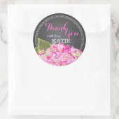 ピンクアジサイChalkboardありがとうステッカー ラウンドシール (バッグ)