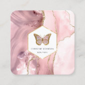 ピンクアジトの蝶のロゴ スクエア名刺 (正面)