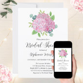 ピンクアジランゲアブーケボタニカルブライダルシャワー 招待状