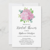 ピンクアジランゲアブーケボタニカルブライダルシャワー 招待状 (正面)