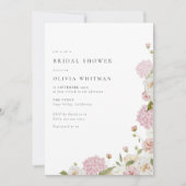 ピンクアジランゲアホワイトローズブライダルシャワー 招待状 (正面)