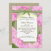 ピンクアジランジェアガーデンパーティー誕生日 招待状 (正面/裏面)