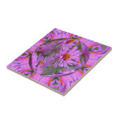 ピンクアスターフローラ抽象芸術アート タイル (側面)