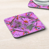 ピンクアスター抽象芸術フローラアートコースターセット コースター (左側)