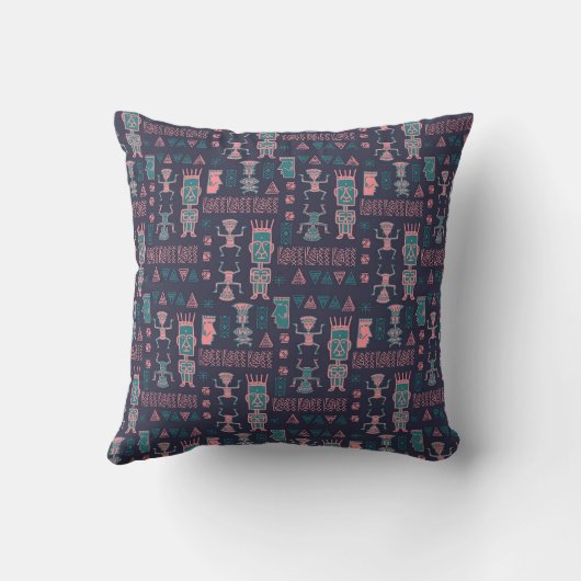 ピンクアステカとアクアインディアンマン クッション (裏面)
