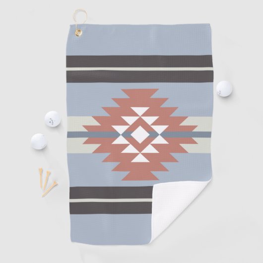 ピンクアステカとブルーのデザイン ゴルフタオル (インサイチュ)