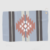 ピンクアステカとブルーのデザイン ゴルフタオル (横)
