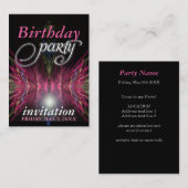 ピンクアステカの羽の誕生日パーティー招待カード 名刺 (正面/裏面)