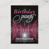 ピンクアステカの羽の誕生日パーティー招待カード 名刺 (正面)