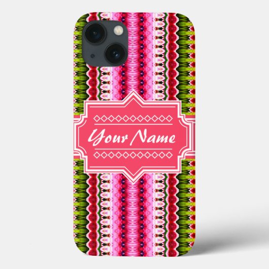 ピンクアステカの部族のイカットパーソナライズされた名 Case-Mate iPhoneケース (裏面)