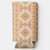 ピンクアステカ赤面+オレンジ色のBoho Tribal Mudcloth スリム缶クーラー (裏面)