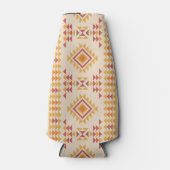 ピンクアステカ赤面+オレンジ色のBoho Tribal Mudcloth ボトルクーラー (正面)