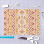 ピンクアステカ赤面+オレンジ色のBoho Tribal Mudcloth 薄葉紙 (クラフト)